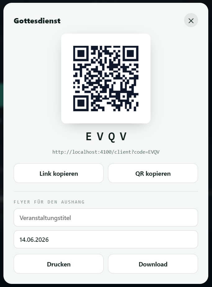 QR-Code, Direktlink und Flyer eines Raums