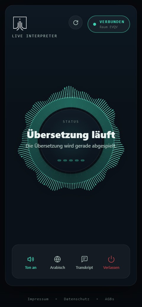 Zuhörer-Ansicht: Übersetzung läuft